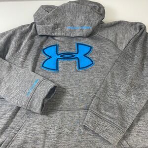 Under Armour Boys XL Hoodie Gray Blue Storm Pullover Sweatshirt Kangaroo Pouch